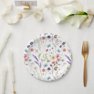 Spring Summer Floral Wildflowers Bridal Shower Paper Plate