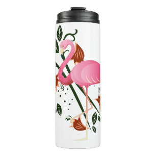 Spring Summer Flower Pink Flamingo Thermal Tumbler