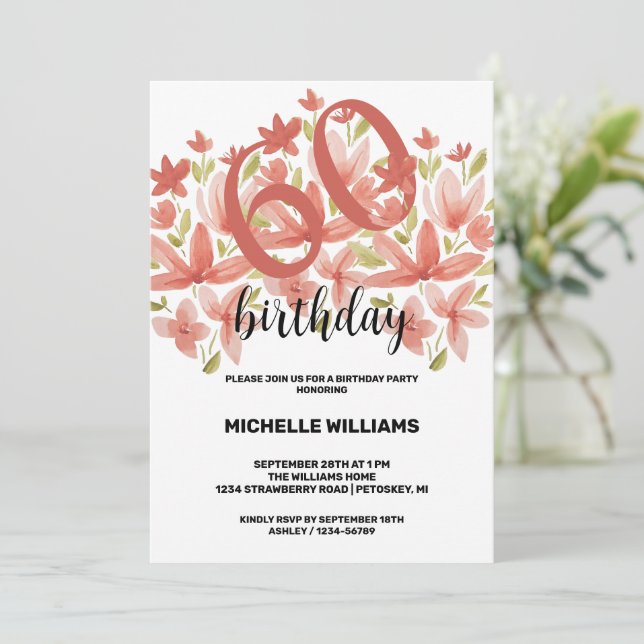Spring Summer Garden Watercolor Floral Invitation (Standing Front)