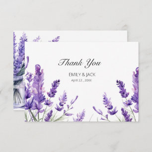 Spring Summer Lavender Floral Wedding Thank You Card