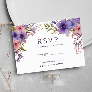 Spring summer lavender pink floral RSVP Invitation