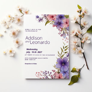 Spring summer lavender pink floral Wedding Invitation