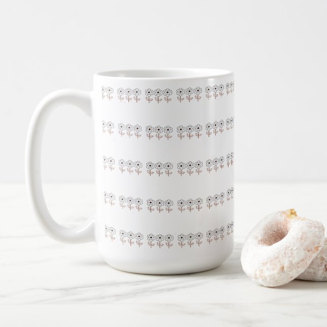 Spring Summer  Minimalist Flower  Coffee Mug (With Donut)