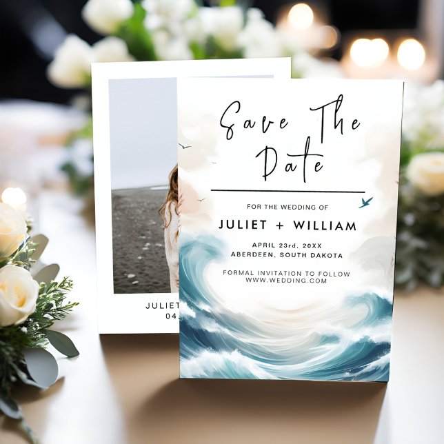 Spring Summer Ocean Beach Destination Wedding Save The Date (Creator Uploaded)