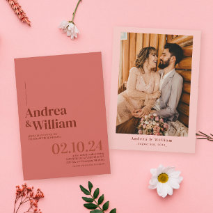 Spring Summer Vibrant Bright Pink Photo Wedding Invitation
