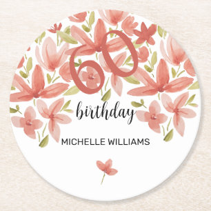 Spring Summer Vibrant Garden Watercolor Floral Round Paper Coaster