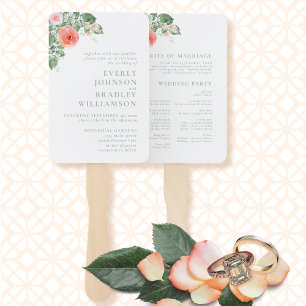 Spring Summer Watercolor Floral Chic Roses Program Hand Fan