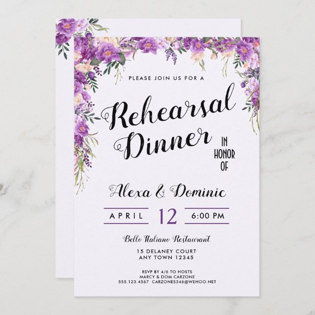 Spring Summer Wedding Rehearsal Dinner Invitation (Front/Back)
