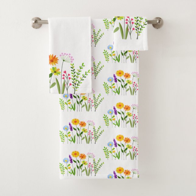 Spring Summer Wild flowers Bath Towel Set (Insitu)