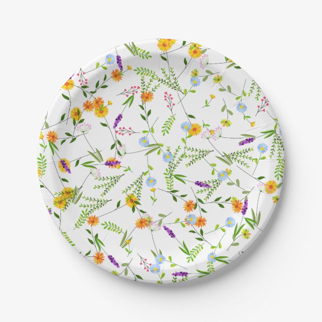 Spring Summer Wild flowers Paper Plate (Front)