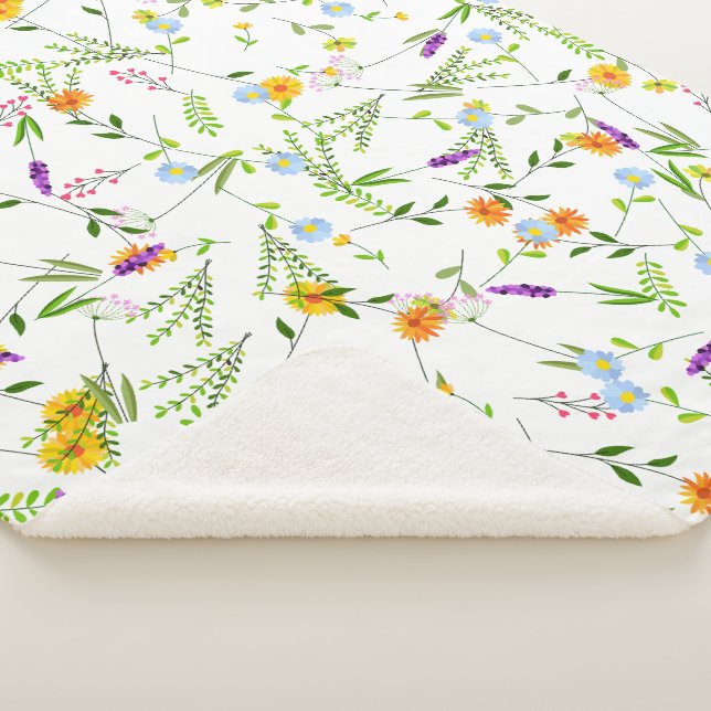Spring Summer Wild flowers Sherpa Blanket (3/4)