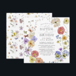 Spring Summer Wildflower Baptism 1st Birthday Invitation<br><div class="desc">Introducing our spectacular Spring Summer Wildflower Baptism 1st Birthday Invitation! Show everyone that you have exquisite taste with this breath taking one-of-a-kind design. Sparkling with beautiful soft garden and wildflowers in a captivating array of blue, pink and mauve tones, this invitation is sure to be the talk of any special...</div>