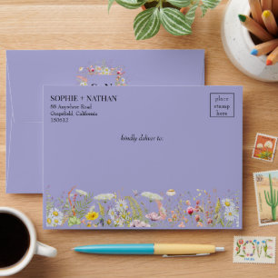 Spring Summer Wildflower Boho Periwinkle Wedding E Envelope