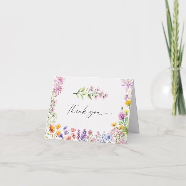 Spring Summer Wildflower | Colourful  Thank You Card (Front)