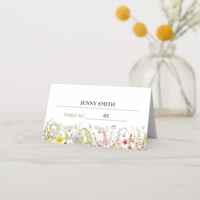 Spring Summer Wildflower | Wedding Place Card (Front)