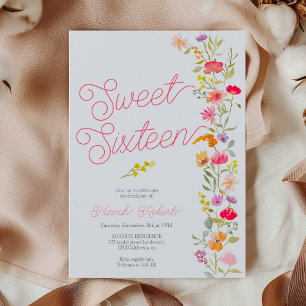 Spring summer wildflowers floral Sweet 16 Invitation