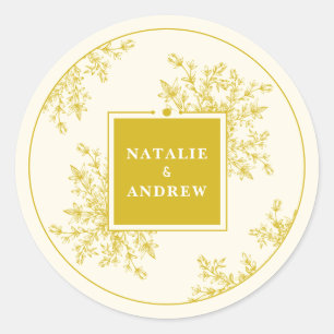 Spring Summer Wildflowers Meadow Wedding Couples Classic Round Sticker