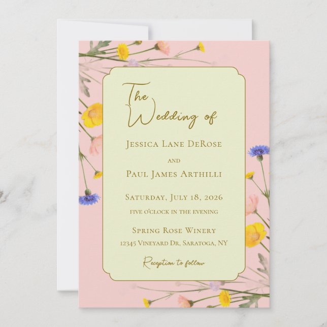Spring Summer Wildflowers Wedding Invitation (Front)