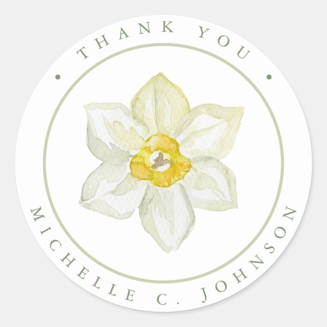 Spring Summer Yellow Flower Thank You Classic Round Sticker (Front)
