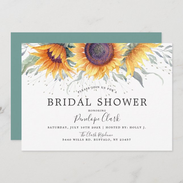 Spring Sunflower Bloom | Floral Bridal Shower Invitation (Front/Back)