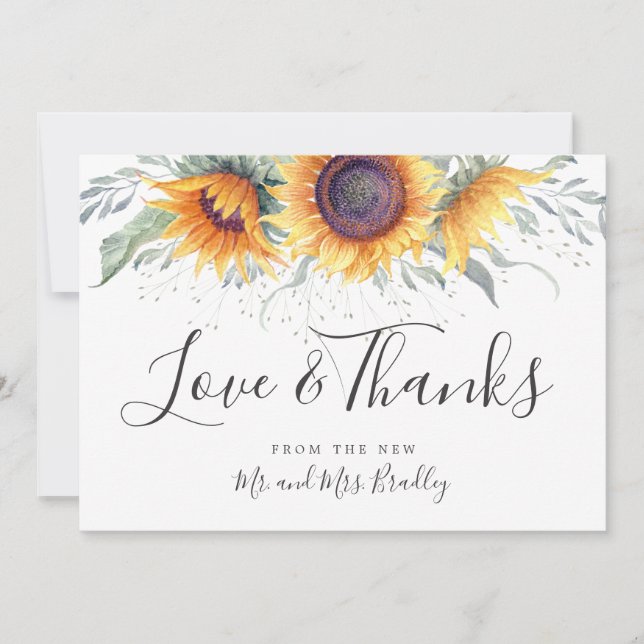 Spring Sunflower Bloom | Thank You Card (Front)