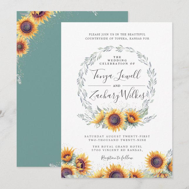 Spring Sunflower Bloom | Wedding Celebration Invitation (Front/Back)