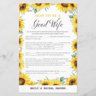 Spring Sunflower Bridal Shower Game PRINTED