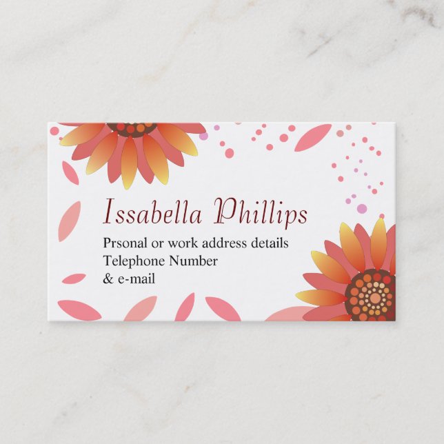 Spring Sunflower business card template (Front)