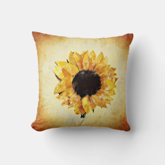 Spring Sunflower Watercolor Cushion