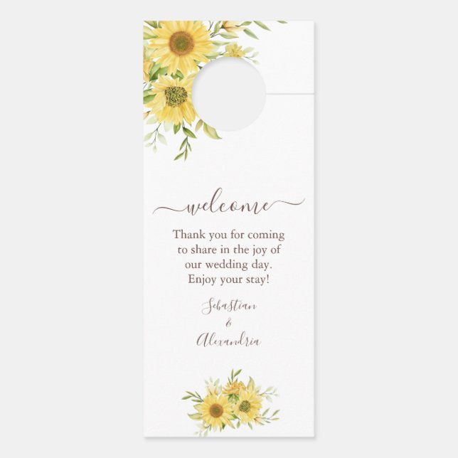 Spring Sunflower Wedding Door Hanger (Back)