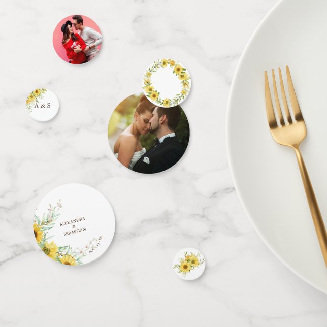 Spring Sunflower Wedding Table Decor Confetti (Group)