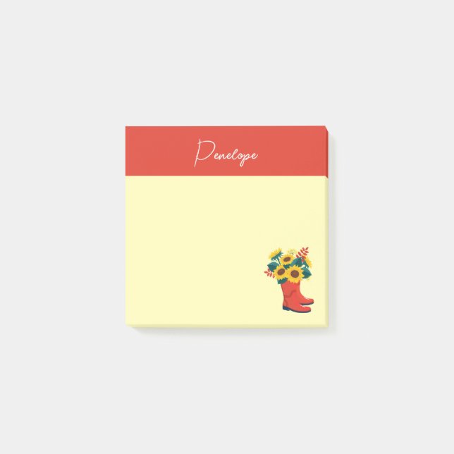 Spring Sunflowers and Rain Boots  Post-it Notes (Front)