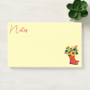 Spring Sunflowers and Rain Boots Post-it Notes