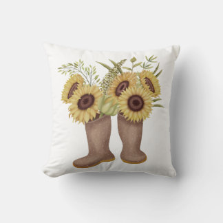 Spring Sunflowers with Boots Cushion