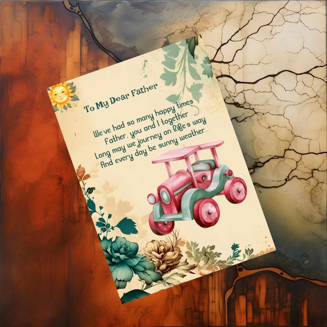 Spring Sunny Weather Fathers Day Floral Retro Junk Holiday Card (Spring Sunny Weather Fathers Day Floral Retro Junk Holiday Card)