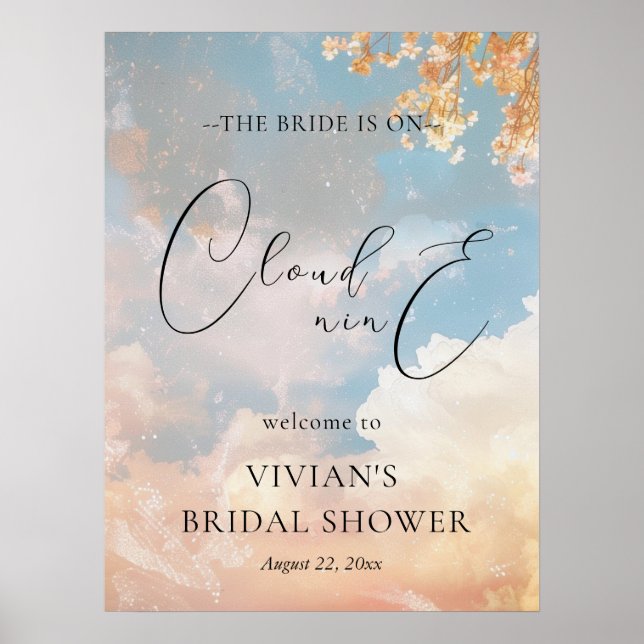 Spring Sunset On Cloud Nine Bridal Shower Welcome Poster (Front)