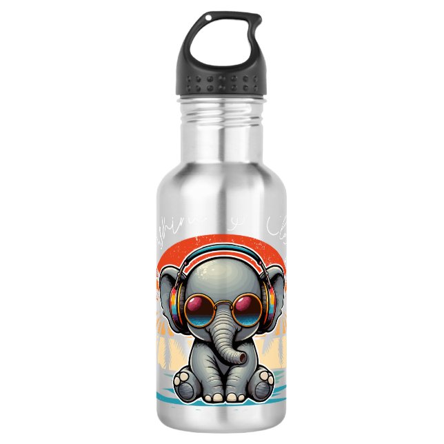 Spring Sunshine and Ele-fun Retro Beach Getaway 710 Ml Water Bottle (Front)