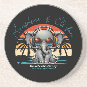 Spring Sunshine and Ele-fun Retro Beach Getaway Coaster