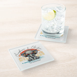 Spring Sunshine and Ele-fun Retro Beach Getaway Glass Coaster