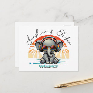 Spring Sunshine and Ele-fun Retro Beach Getaway Holiday Postcard