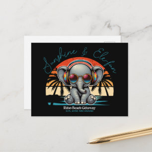 Spring Sunshine and Ele-fun Retro Beach Getaway Holiday Postcard
