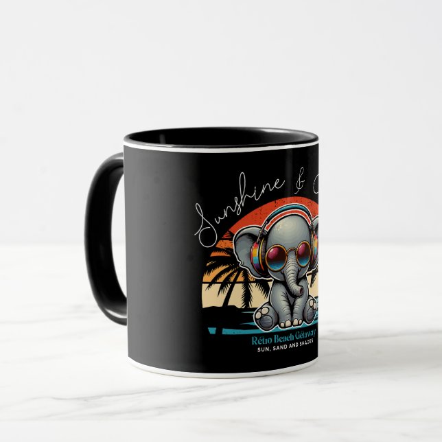 Spring Sunshine and Ele-fun Retro Beach Getaway Mug (Front Left)