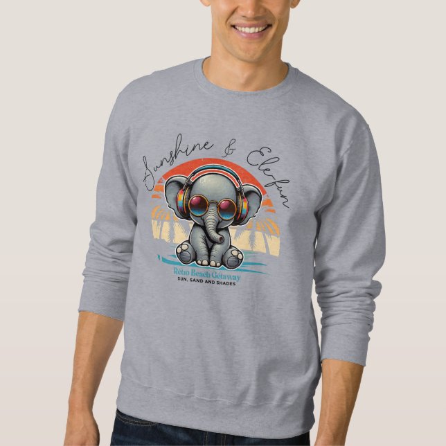 Spring Sunshine and Ele-fun Retro Beach Getaway Sweatshirt (Front)