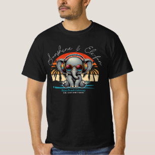 Spring Sunshine and Ele-fun Retro Beach Getaway T-Shirt