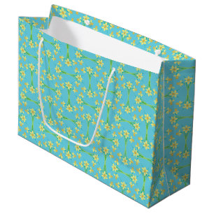 Spring Sunshine Daffodils on Blue Large Gift Bag