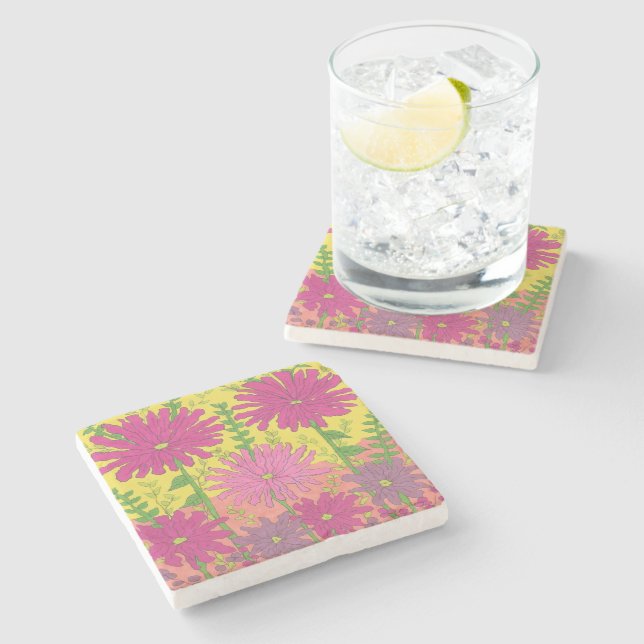 Spring Sunshine Floral  Stone Coaster (Side)