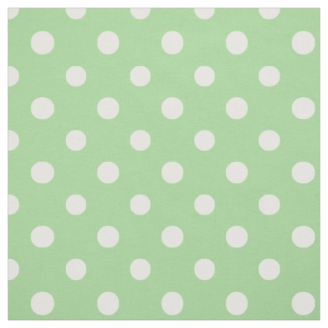 Spring Sunshine White on Green Polka Dots Fabric (Swatch)