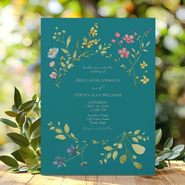 Spring Teal Wedding Invitation (Creator Uploaded)