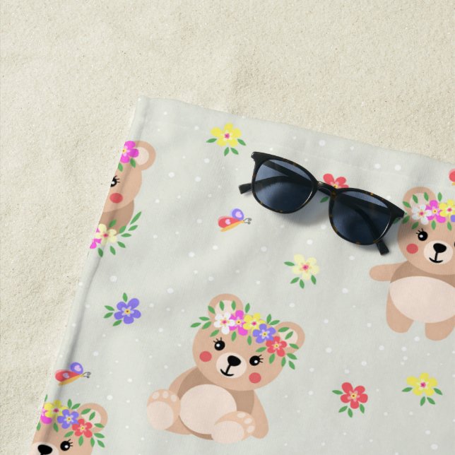 Spring teddy bear beach towel (In Situ)