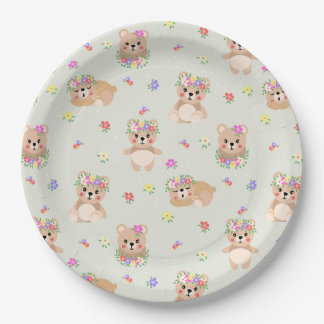 Spring teddy bear paper plate